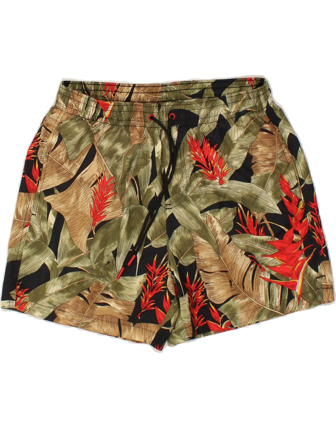 VINTAGE Mens Abstract Pattern Swimming Shorts Medium Green Colourblock Vintage Vintage and Second-Hand Vintage from Messina Hembry 