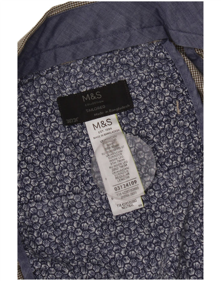 Marks & Spencer Męskie proste spodnie garniturowe W38 L31 Szare w pepitkę