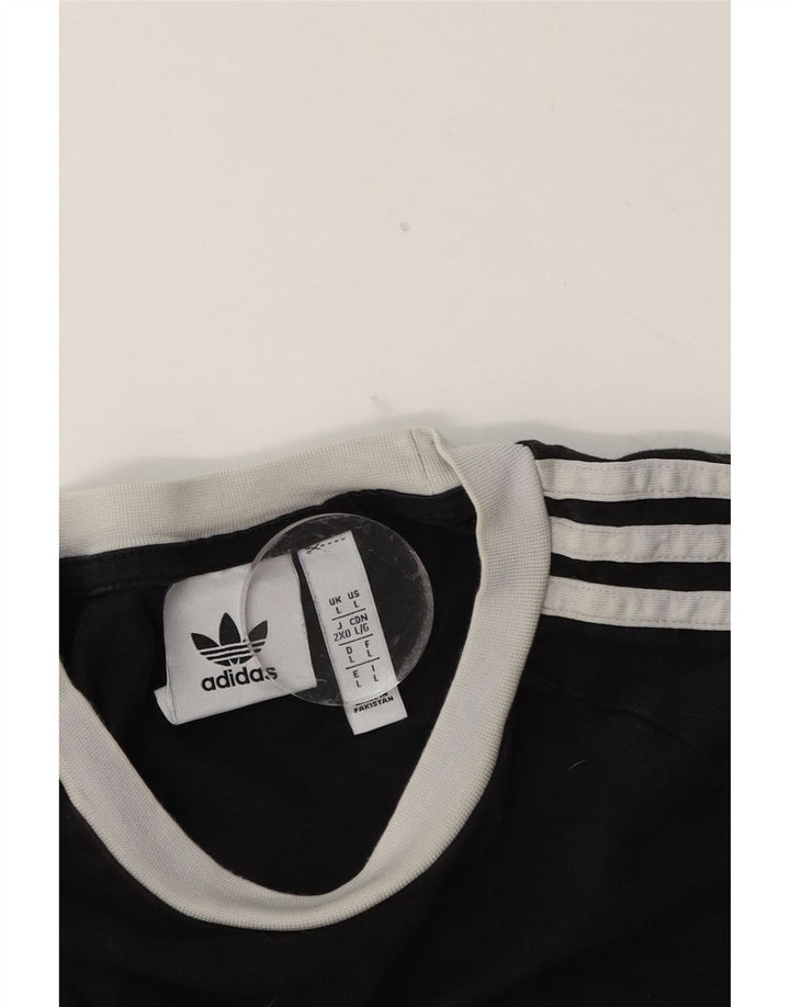 Męska koszulka Adidas z długim rękawem, duża, czarna, bawełniana z blokami kolorów