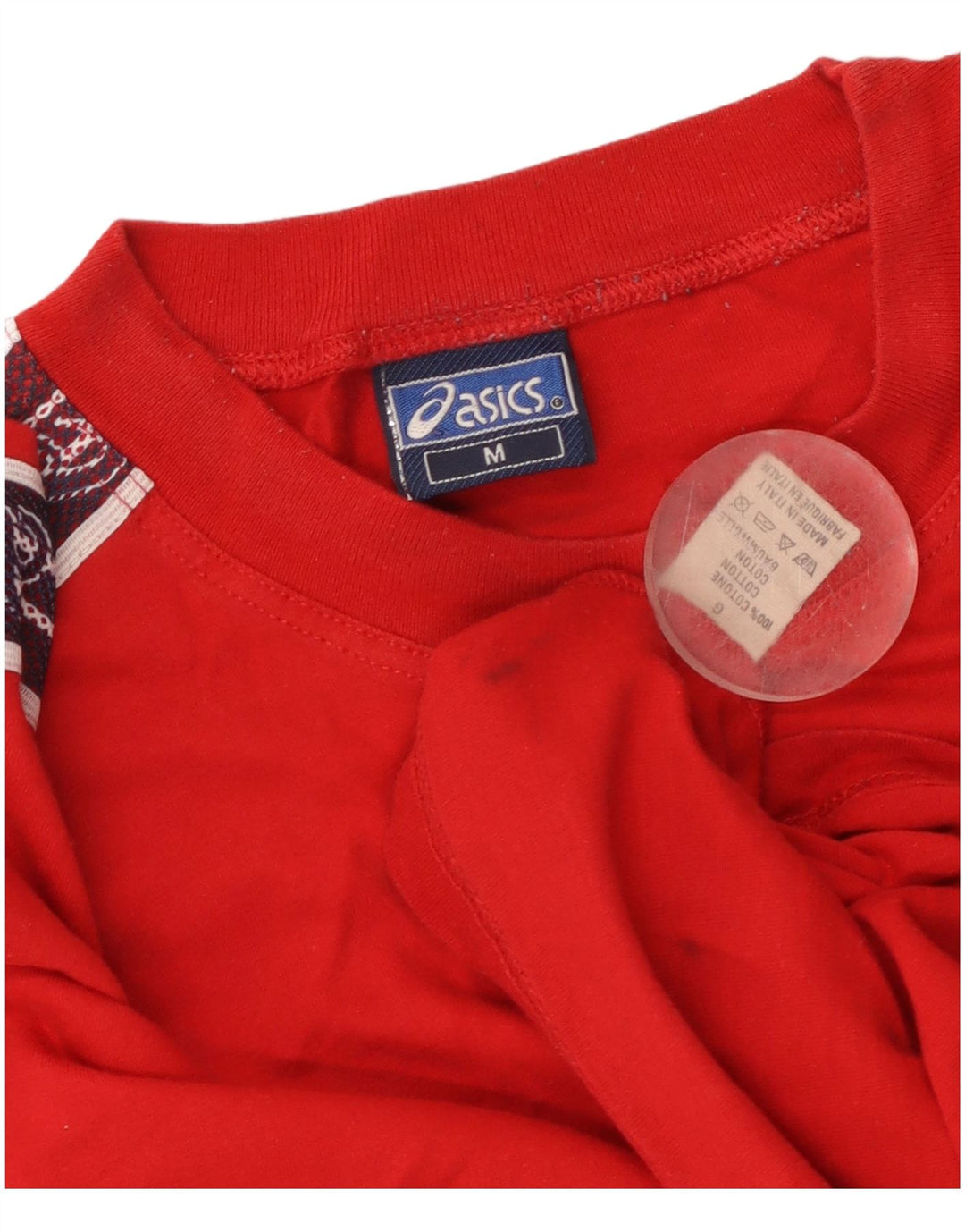 Męska koszulka z grafiką ASICS, bawełniana koszulka w kolorze średniej czerwieni