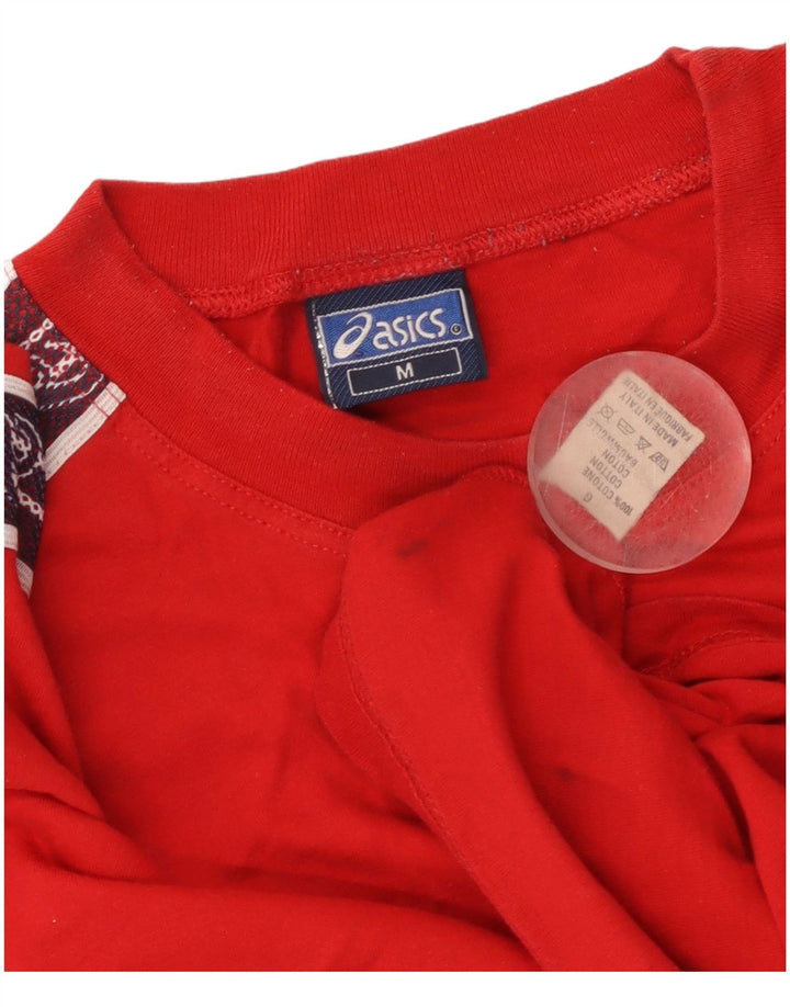 Męska koszulka z grafiką ASICS, bawełniana koszulka w kolorze średniej czerwieni