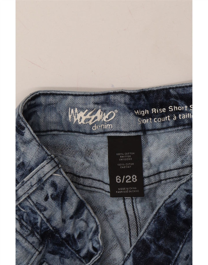 MOSSIMO Womens Denim High Waist Hot Pants US 6 Medium W28  Blue Tie Dye Vintage Mossimo and Second-Hand Mossimo from Messina Hembry 