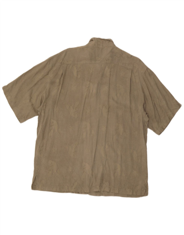 Męska koszula z krótkim rękawem Tommy Hilfiger w abstrakcyjny wzór XL, khaki, jedwab