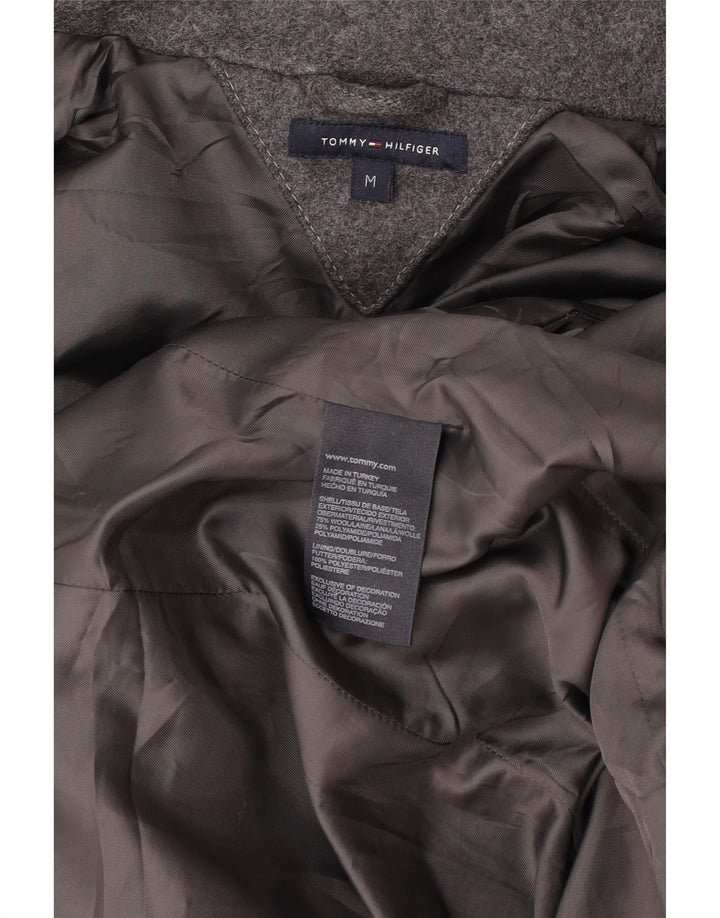 Damski płaszcz z kapturem Tommy Hilfiger UK 14, średnioszary, wełniany