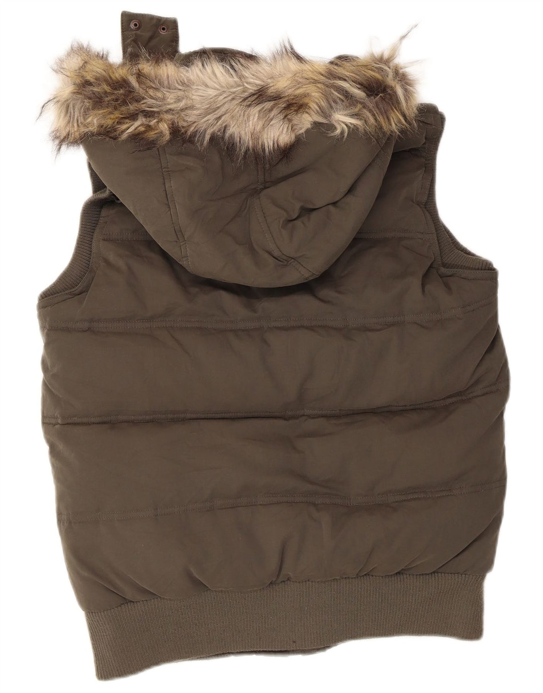 Damska kamizelka z kapturem, oversize, wyściełana Fat Face, UK 10, mała, khaki, poliester