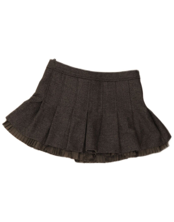 Valentino Damska mini spódniczka kopertowa Medium W30 Szara dziewicza wełna