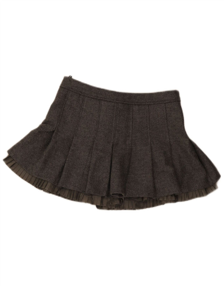 Valentino Damska mini spódniczka kopertowa Medium W30 Szara dziewicza wełna
