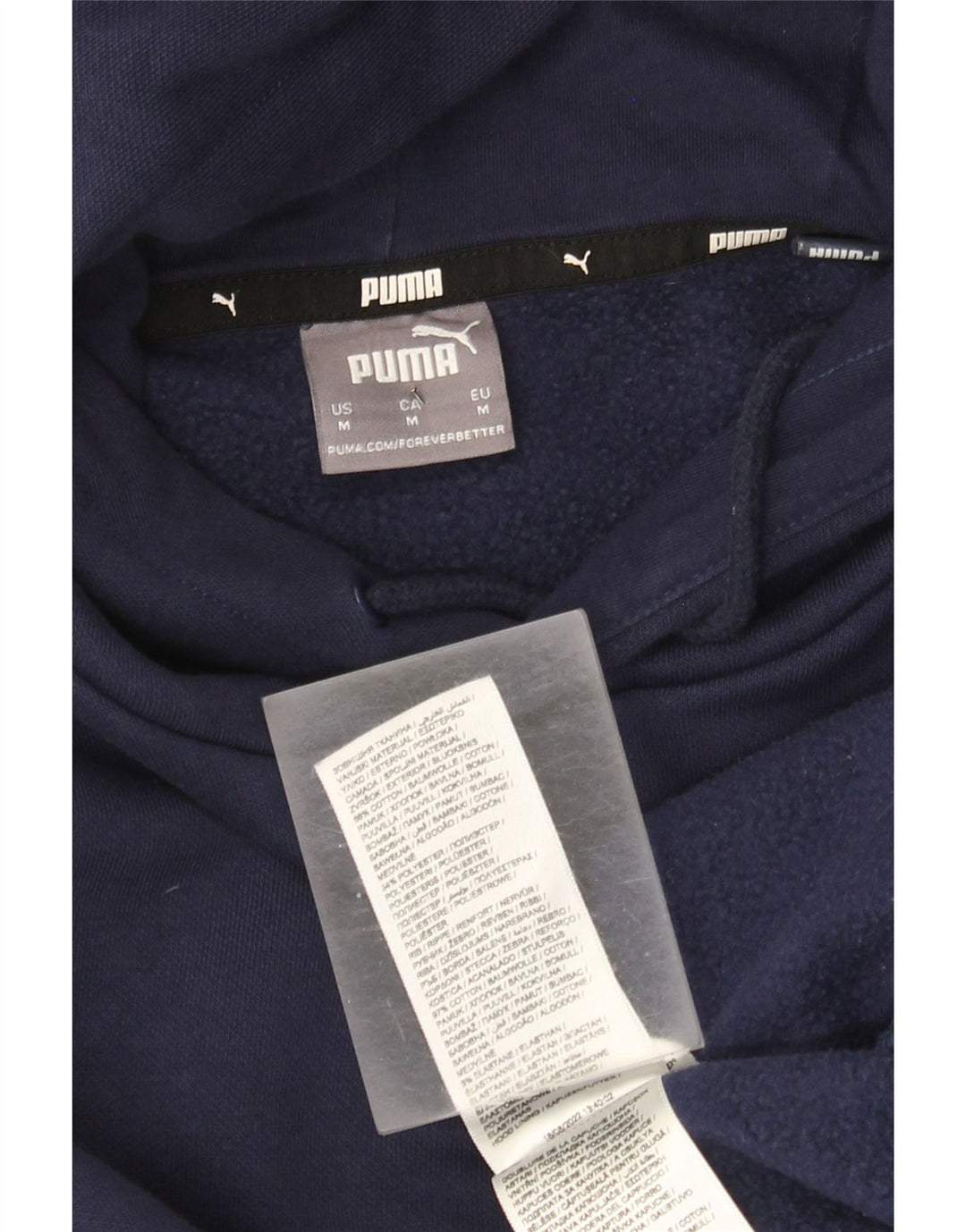 Męski sweter z kapturem Puma z grafiką, średni granatowy, bawełniany