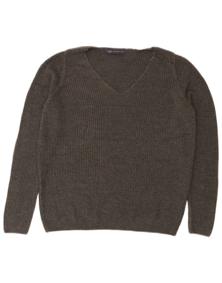 Marks & Spencer Damski sweter z dekoltem w kształcie litery V, UK 14, średni szary
