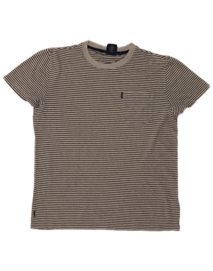 T-shirt męski Superdry Średni szary, bawełniany w prążki