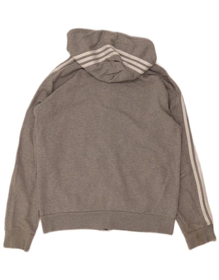 Męski sweter z kapturem i zamkiem Adidas o regularnym kroju, średnioszary, bawełniany
