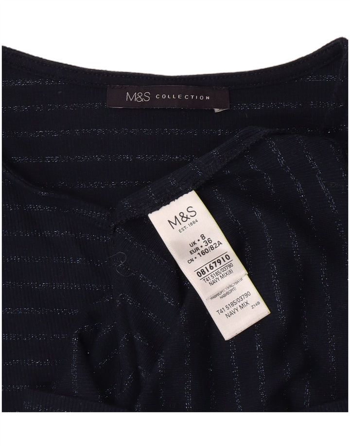 Marks & Spencer Damski top z długim rękawem, UK 8, w małe granatowe paski