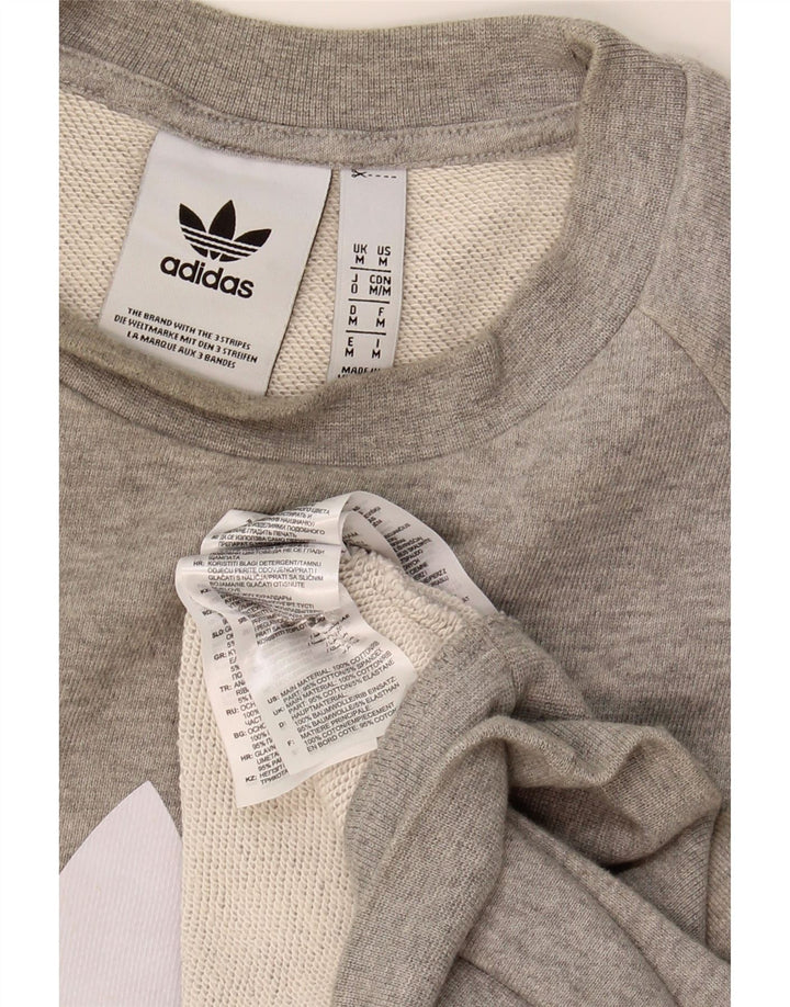 ADIDAS Mens Graphic Sweatshirt Jumper Medium Grey Cotton Vintage Adidas and Second-Hand Adidas from Messina Hembry 