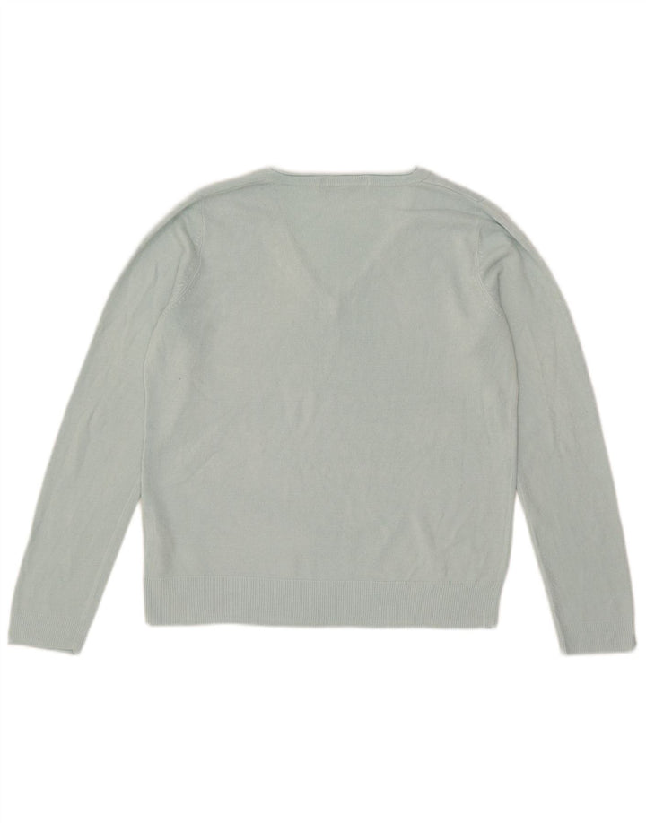 Marks & Spencer Damski sweter z dekoltem w kształcie litery V, UK 12, średni niebieski akryl