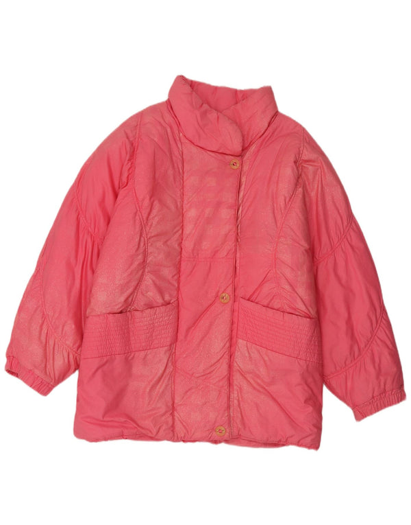 Vintage Womens Oversized Padded Coat UK 8 Small Pink Cotton