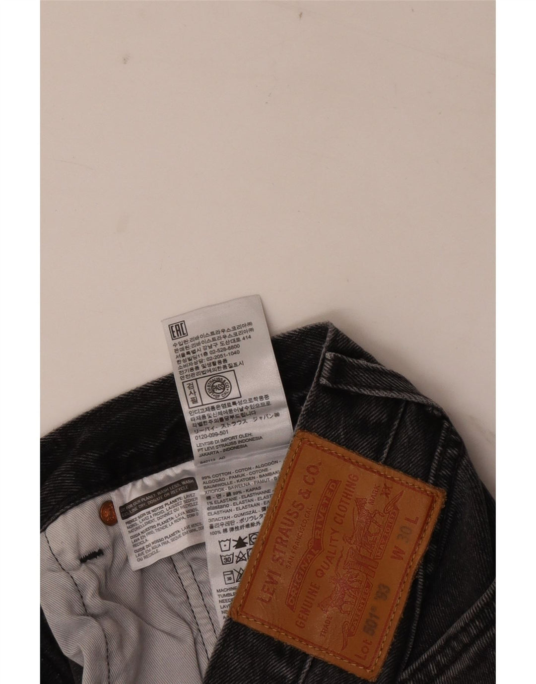 Męskie dżinsy Levi's 501 Straight W30 L28 Szara bawełna