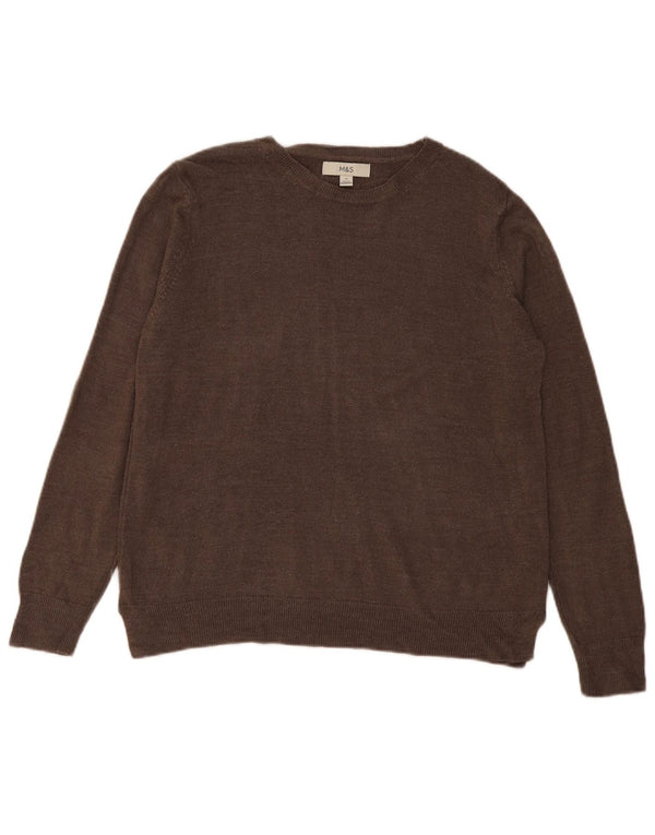 Marks & Spencer Damski sweter z dekoltem w łódkę UK 14, duży, brązowy akryl