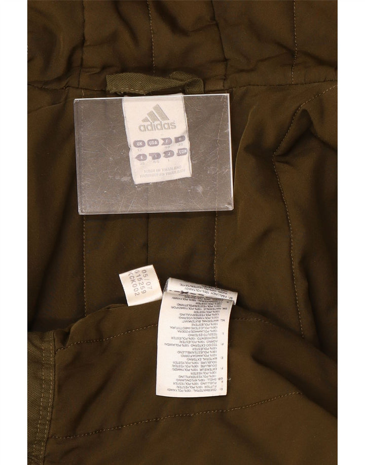 Damski płaszcz z kapturem ADIDAS UK 12, średni poliester khaki