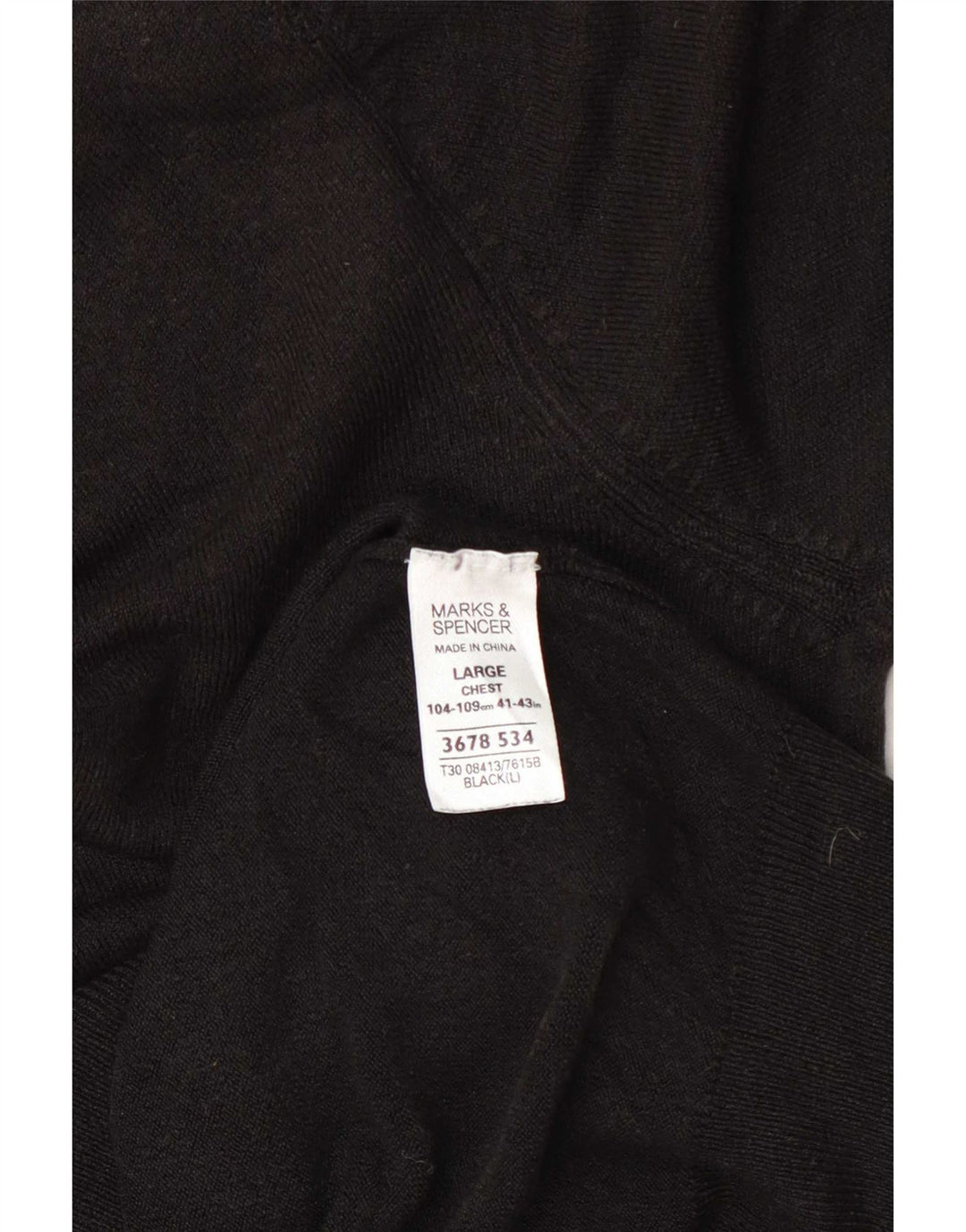 Marks & Spencer Męski sweter z dekoltem w kształcie litery V, duży, czarny, akrylowy