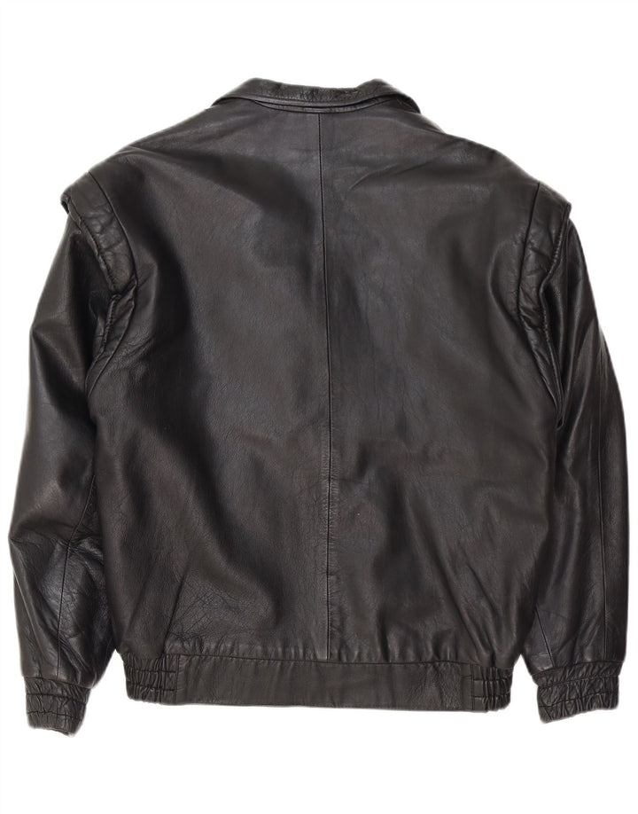 Vintage damska, oversize'owa skórzana kurtka motocyklowa EU 36, mała czarna skóra