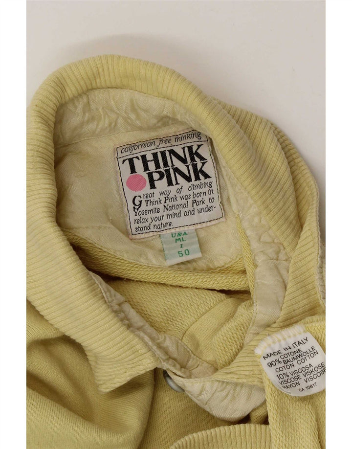 Think Pink Męska bluza polo z dekoltem w serek IT 50 Średnia żółta bawełna