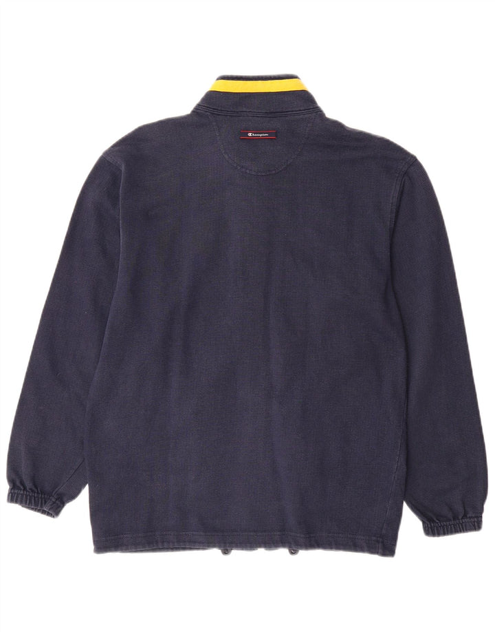 CHAMPION Mens Tracksuit Top Jacket Small Navy Blue Cotton