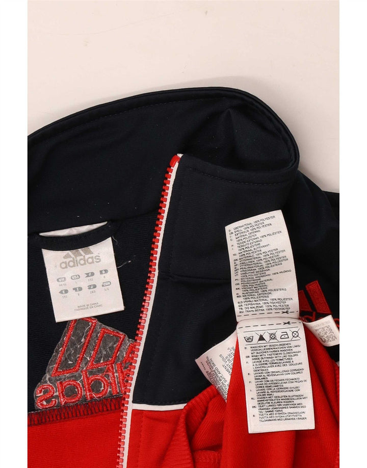 Adidas Męska bluza dresowa UK 44/46 Duży czerwony poliester z blokami kolorów