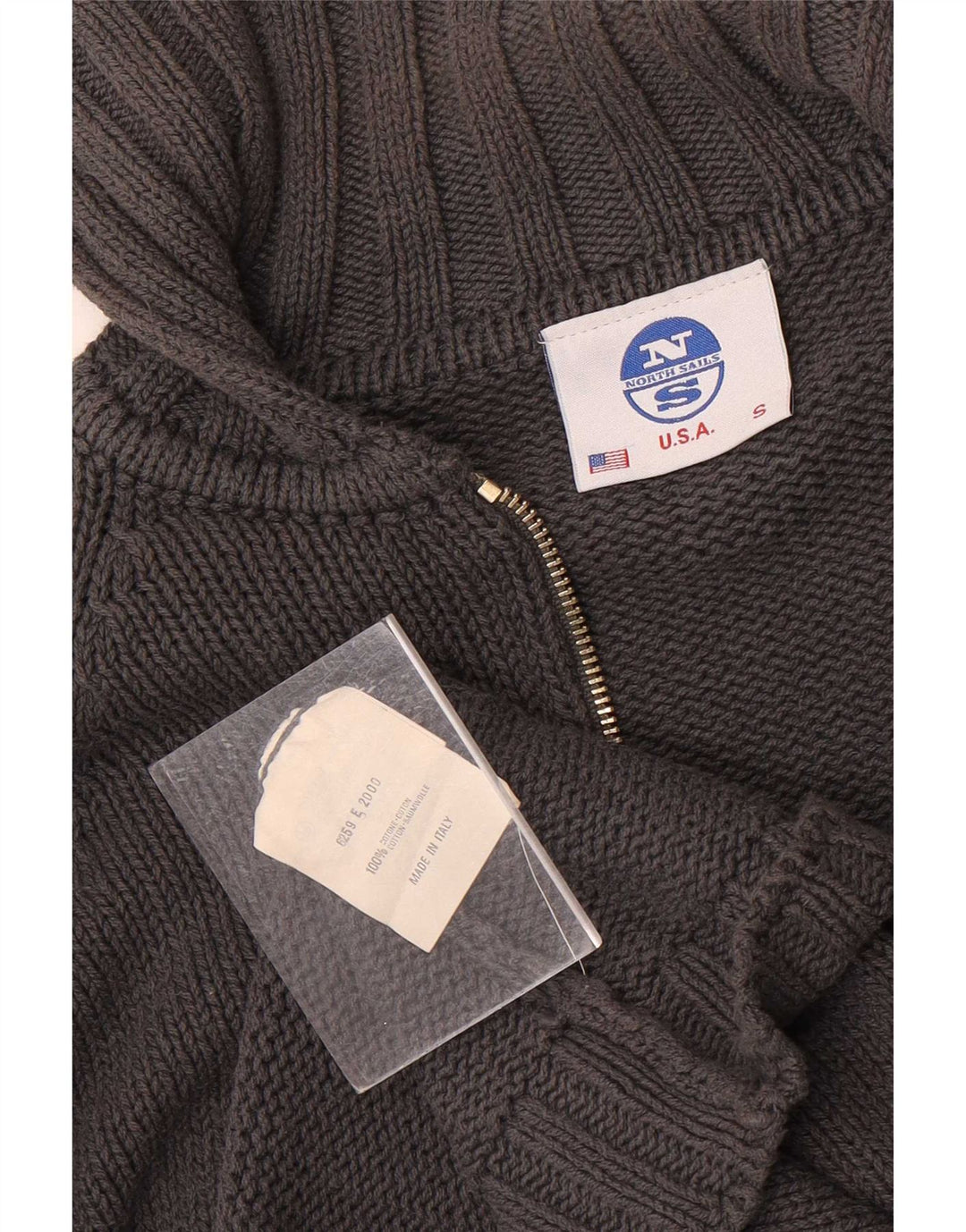 Męski sweter rozpinany North Sails z zamkiem błyskawicznym, mały, szary, bawełniany