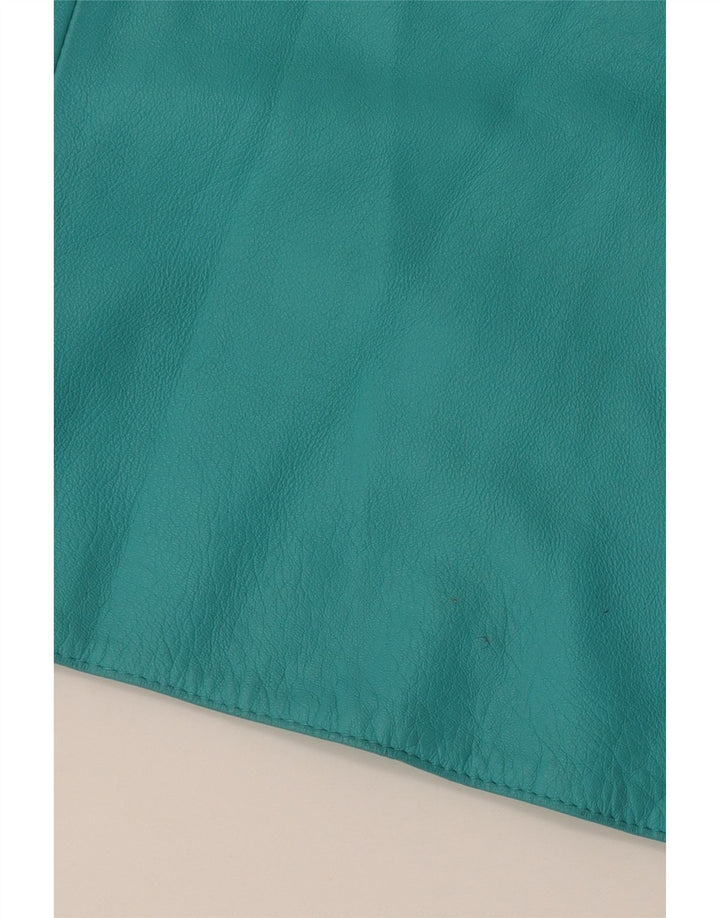 Vintage damska skórzana spódnica IT 44 Medium W28 Turkusowa skóra