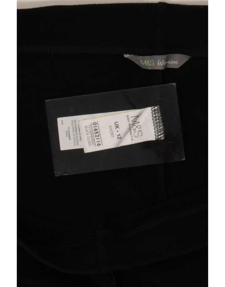 Marks & Spencer Damskie spodnie dresowe Capri UK 12, średnie, czarne, bawełniane