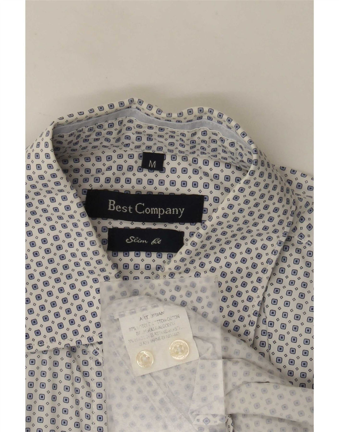 Męska koszula slim fit Best Company, średnia, biała bawełna w cętki