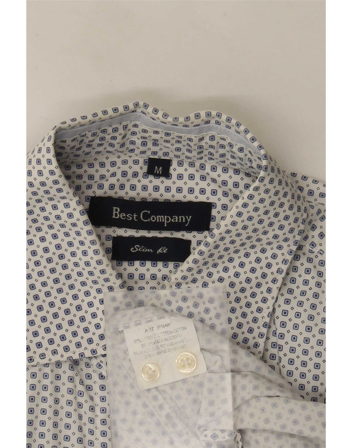 Męska koszula slim fit Best Company, średnia, biała bawełna w cętki