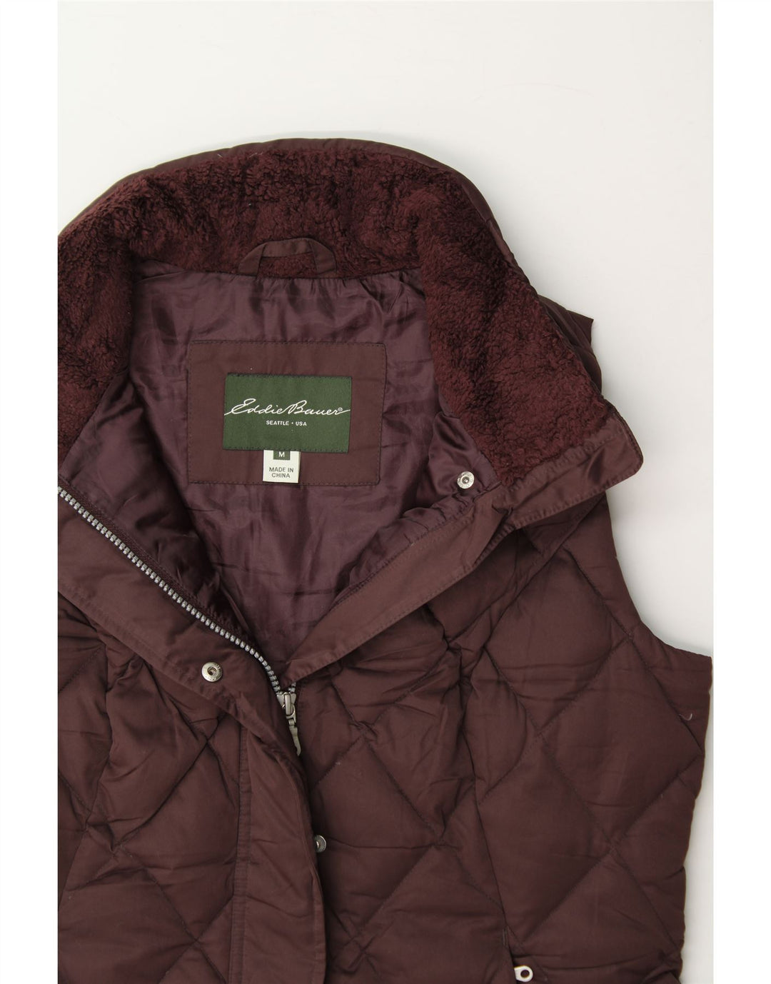 EDDIE BAUER Womens Padded Gilet UK 14 Medium Burgundy Polyester Vintage Eddie Bauer and Second-Hand Eddie Bauer from Messina Hembry 