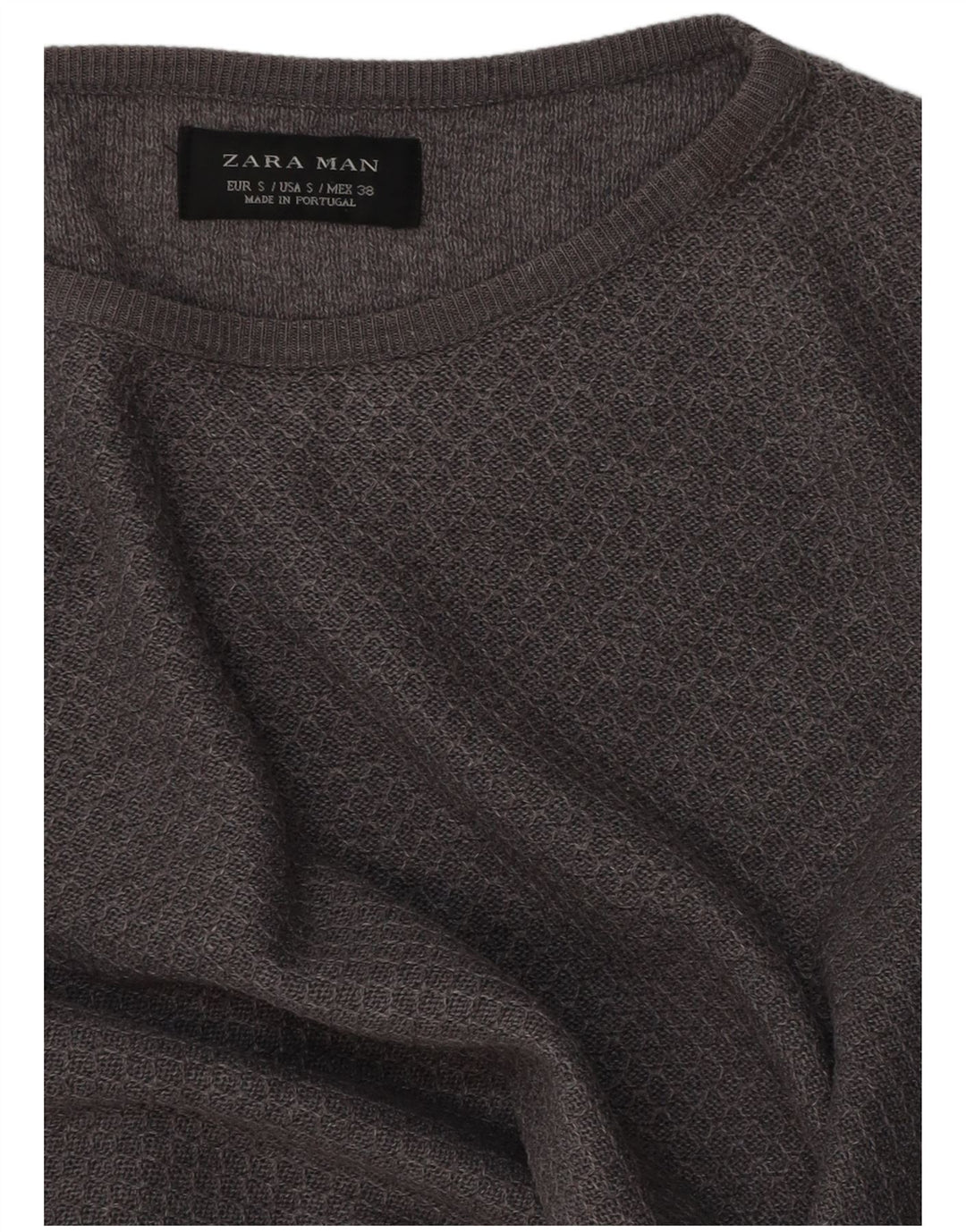 Zara Męski Sweter z Dekoltem w Łódkę Mały Szary