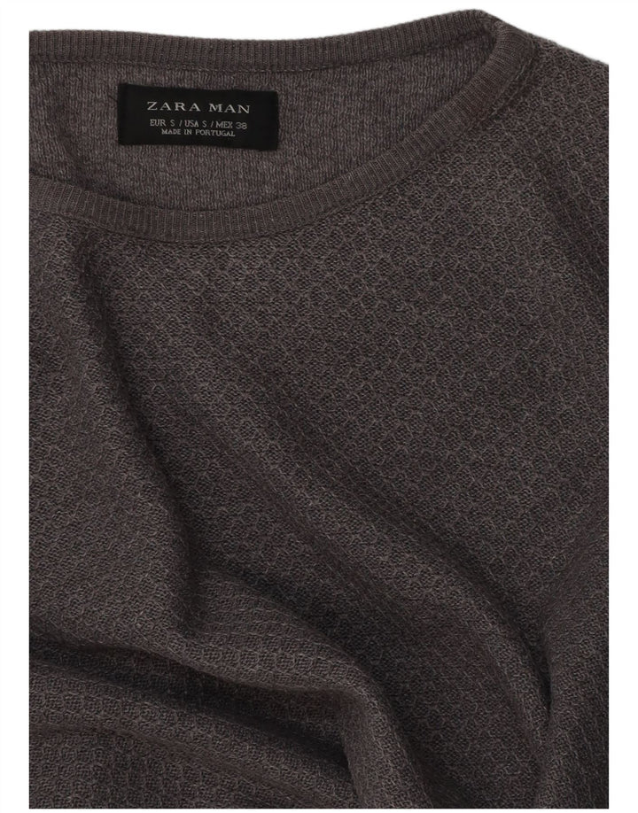Zara Męski Sweter z Dekoltem w Łódkę Mały Szary