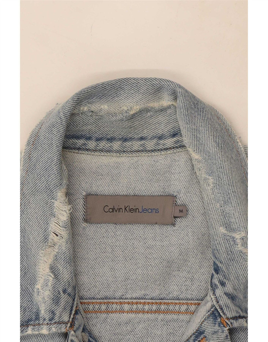 Męska kurtka dżinsowa Calvin Klein Jeans w trudnej sytuacji UK 38, średnia niebieska bawełna