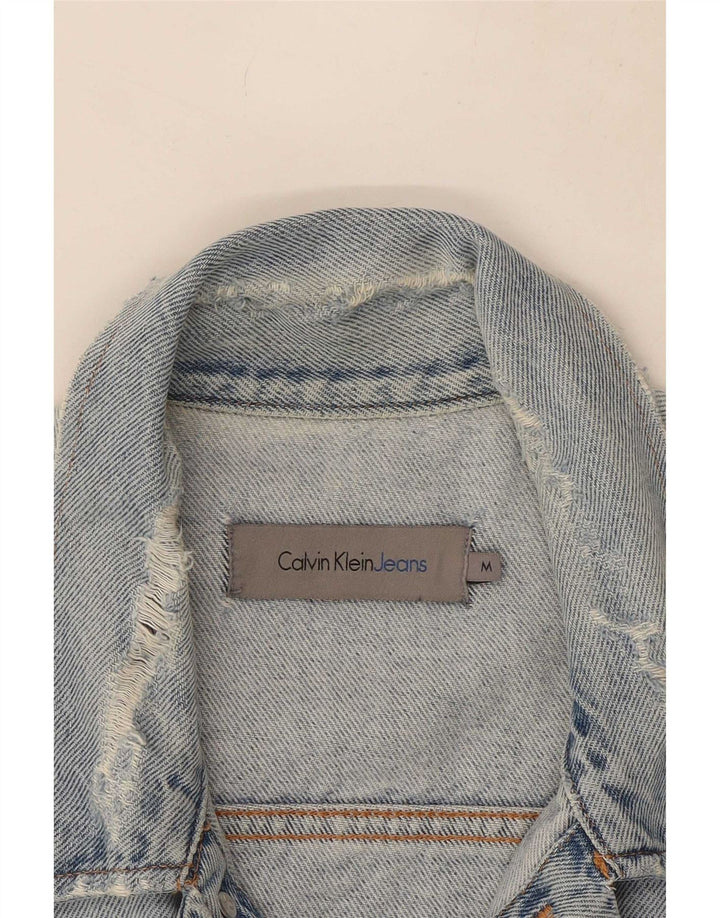 Męska kurtka dżinsowa Calvin Klein Jeans w trudnej sytuacji UK 38, średnia niebieska bawełna