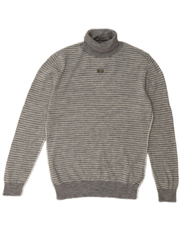 Damski sweter z golfem La Martina, rozmiar 5 XL, akryl w szare paski