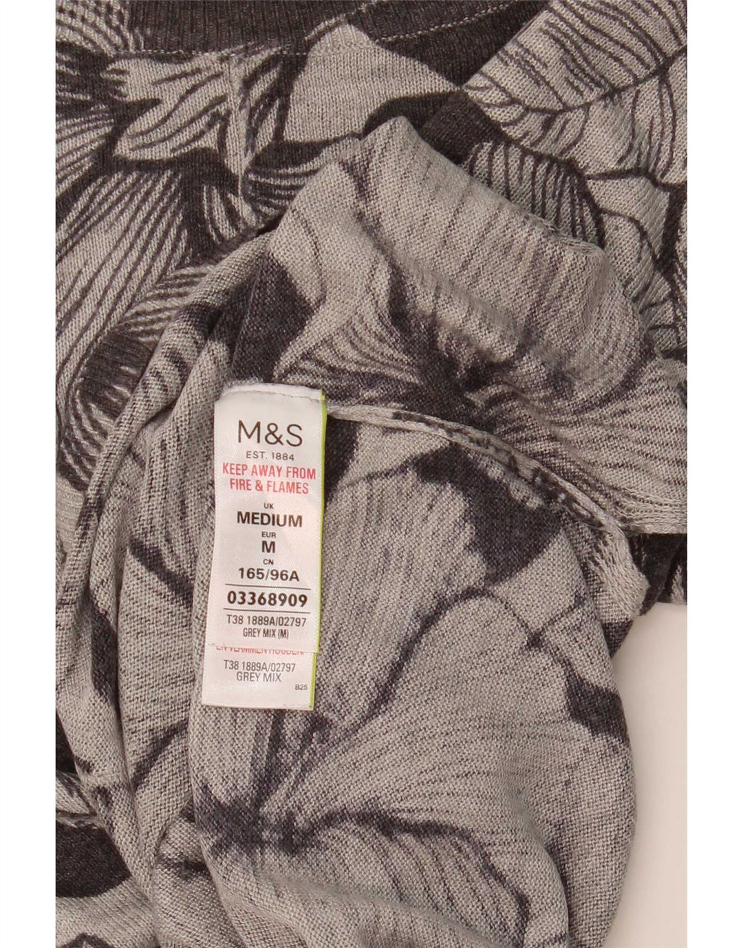 Marks & Spencer Damski sweter z dekoltem w łódkę UK 14 Średni szary w kwiaty