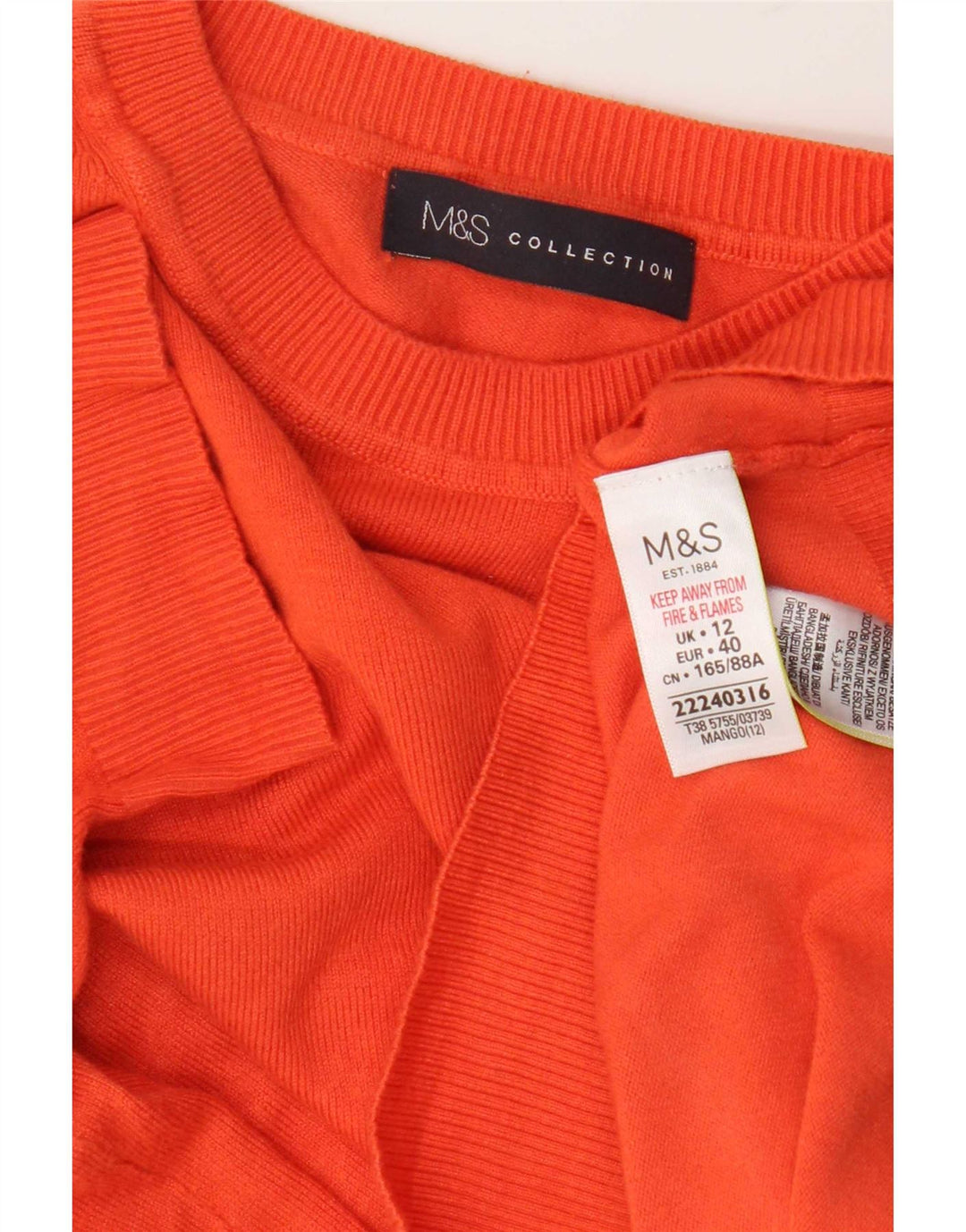 Sweter damski Marks & Spencer z okrągłym dekoltem, UK 12, średni pomarańczowy