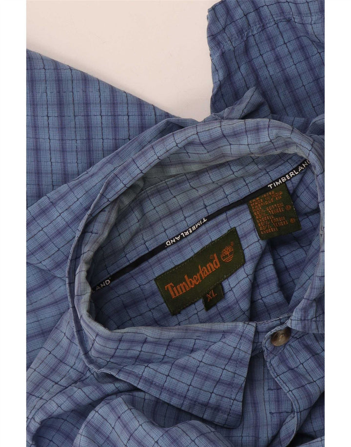 Męska koszula z krótkim rękawem Timberland XL w niebieską kratkę, bawełniana