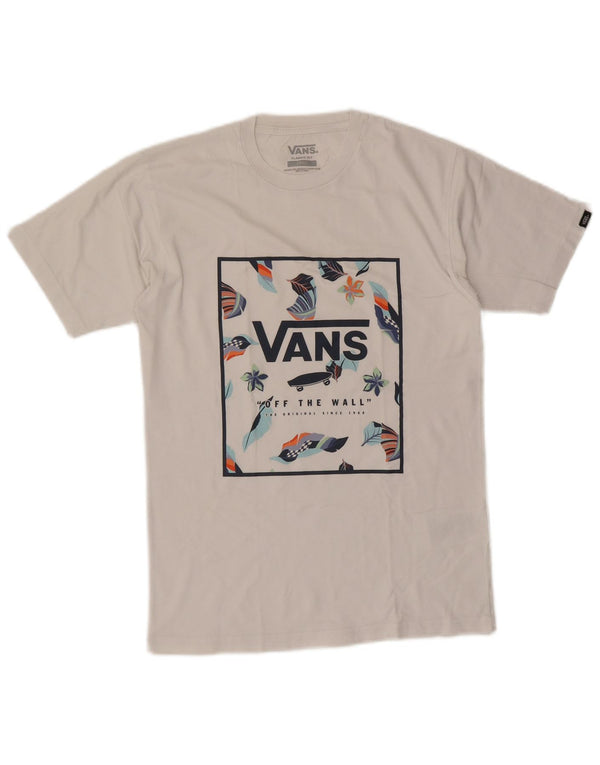 Męski T-shirt Vans o klasycznym kroju z grafiką, mały, biały, bawełniany