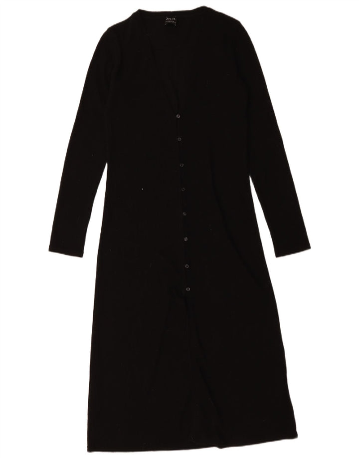 Damski sweter o przedłużonym fasonie Zara UK 10, mały, czarny poliester