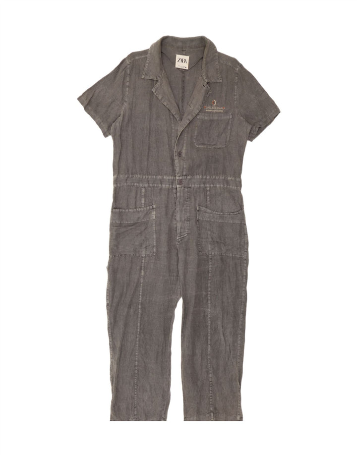 Damski kombinezon oversize Zara UK 14, średnioszary, lniany