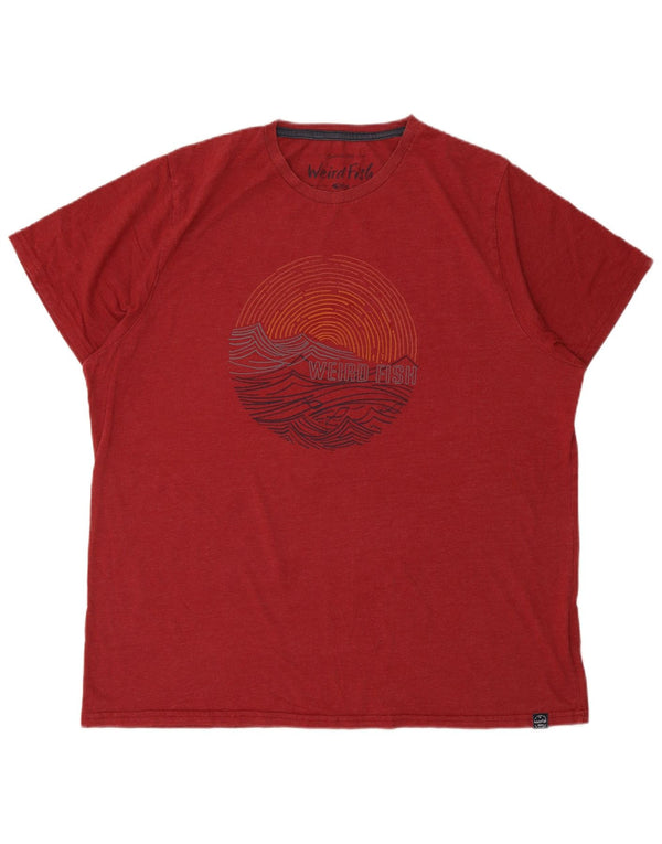 Męska koszulka graficzna WEIRD FISH Top 2XL, czerwona, bawełniana