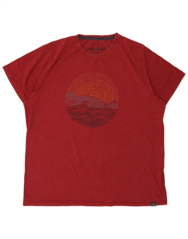 Męska koszulka graficzna WEIRD FISH Top 2XL, czerwona, bawełniana
