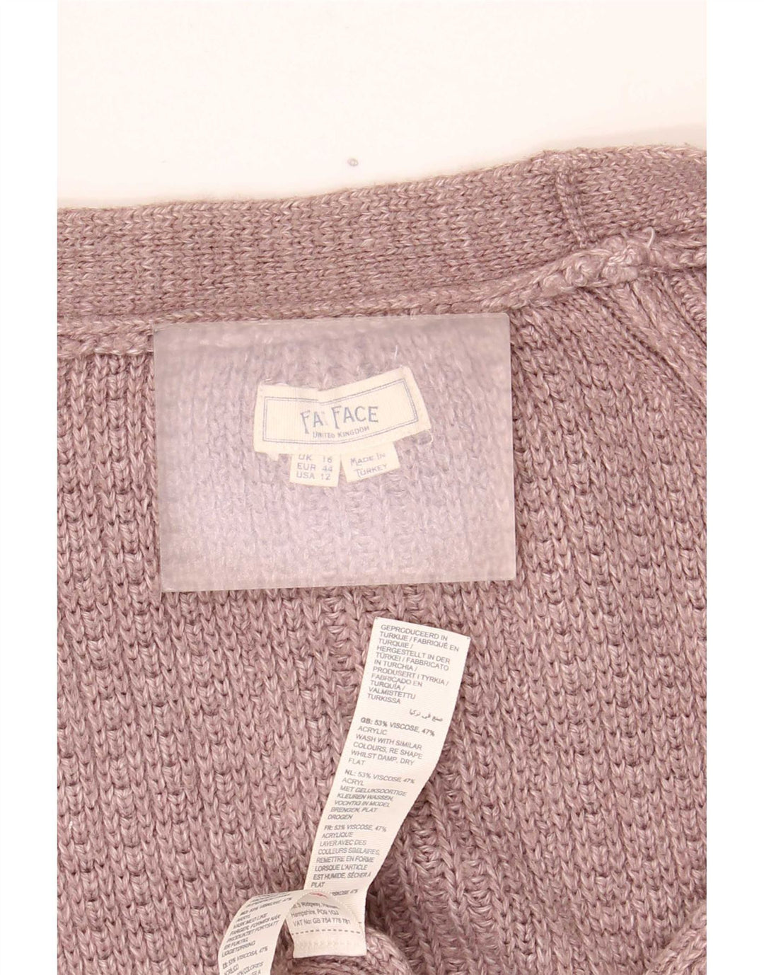Damski sweter oversize Fat Face z otwartym kardiganem UK 16, duży brązowy wiskoza