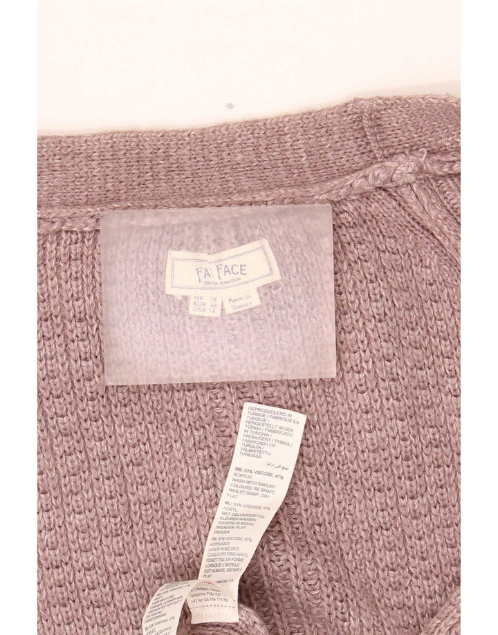 Damski sweter oversize Fat Face z otwartym kardiganem UK 16, duży brązowy wiskoza