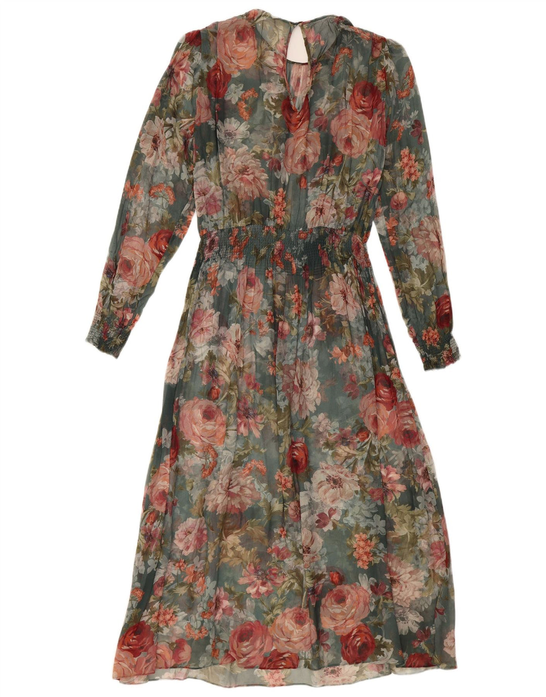 Damska sukienka maxi z długim rękawem VINTAGE UK 12 Średnio wielobarwny kwiatowy