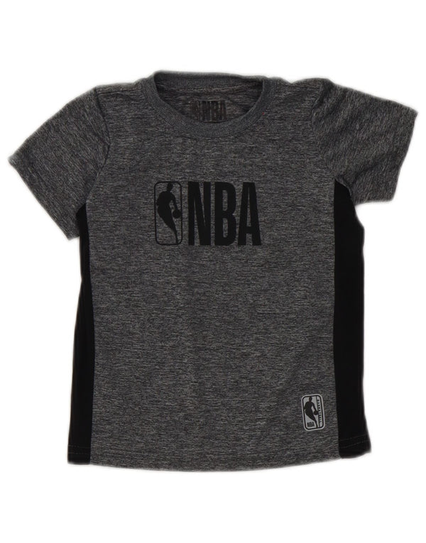 Chłopięcy T-shirt z grafiką NBA, 2-3 lata, szary, poliester z blokami kolorów